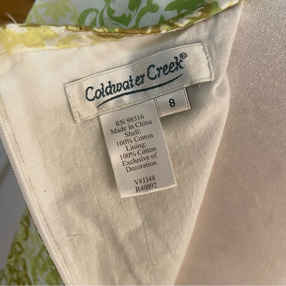 Coldwater Creek Fit & Flare MIDI Dress Size 8 Yellow Green Spring Church Office - Picture 8 of 8